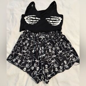 Skeleton Print Tank and Shorts Set